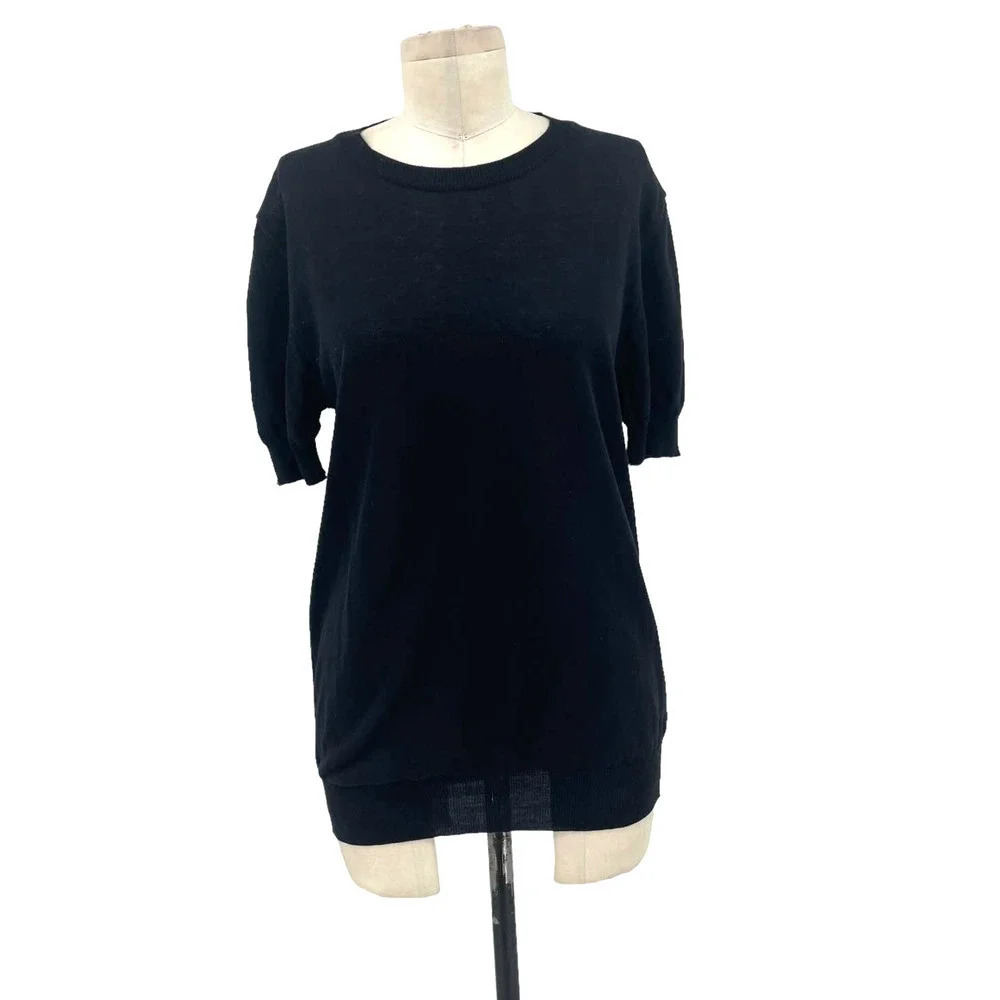 Versace Black Cotton Knit Short‎ Sleeve Sweater Size Medium